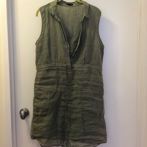Theory Army Green Linen Dress